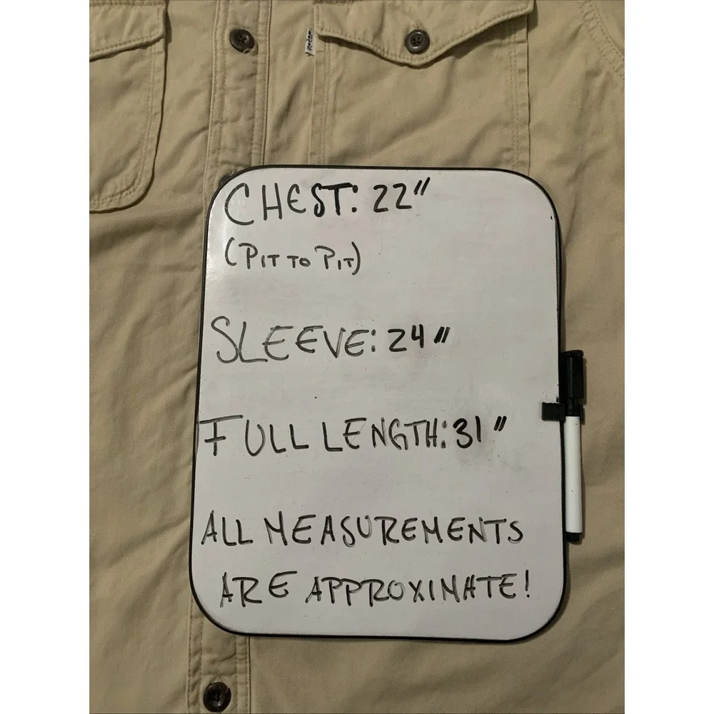 Levi's Canvas Shirt Jacket Mens Medium Khaki Sherpa Lined Workwear Shacket - Picture 7 of 8